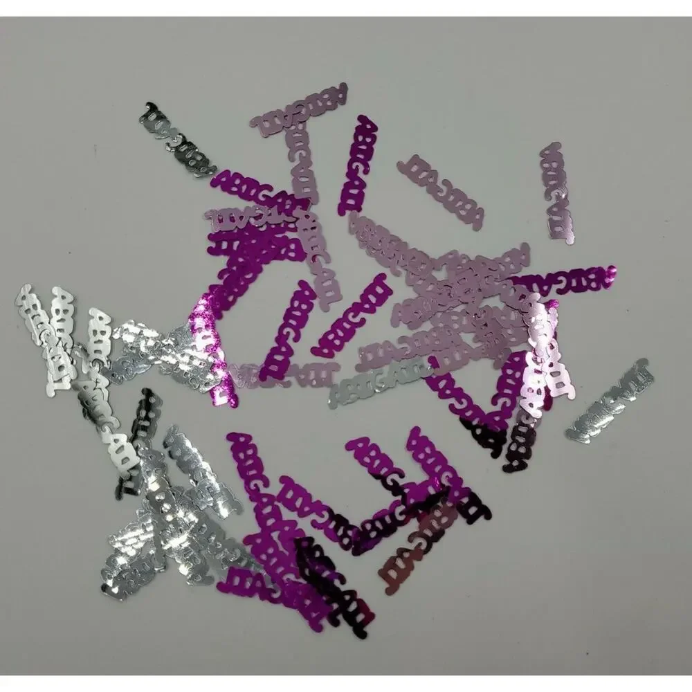 Personalized Confetti Name Abigail 5 Packs Silver & Pink Foil